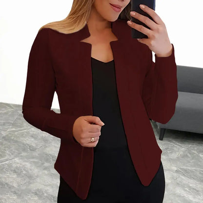 Ali 2022 European and American fashion lapel cardigan mid -length temperament suit outer jacket women