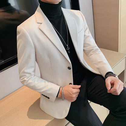 Ali Men's Blazers Autumn Winter Men Blazers Korean Slim Fit Casual Suit Jackets Wedding Business Dress Coat Solid Color Streetwear Social Blazer