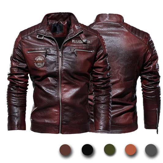 Ali New Men's Leather Jackets Autumn And Winter Casual Motorcycle Slim PU Jacket Biker Leather High Quality Fashion Warm Overcoat