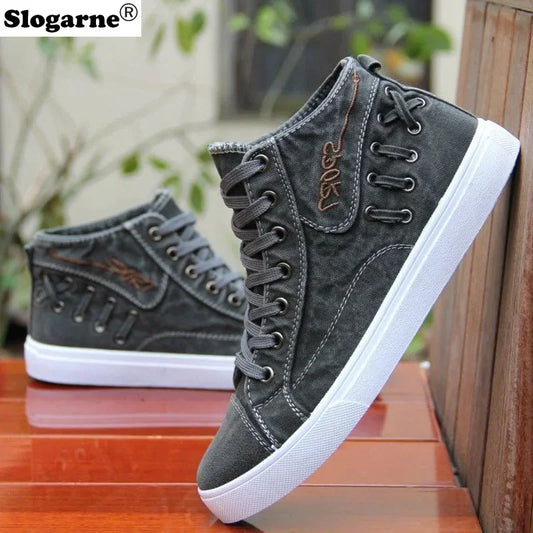 Ali Men's Canvas Boots Spring Casual Sneakers Male Canvas Shoes Skateboard Flats Man High Top Casual Sports Shoes Skate Shoes