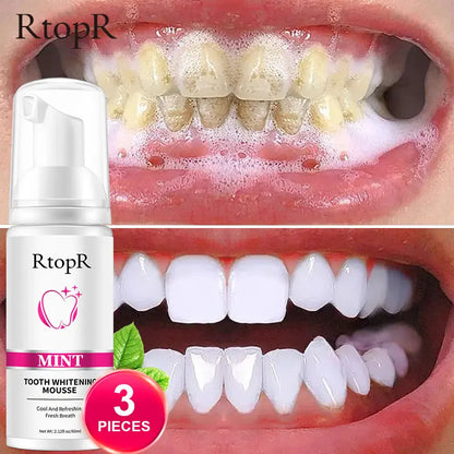 Ali Body Care 3pcs Mint Tooth Whitening Mousse Teeth whitening Clean mouth Fresh tone Remove stains Brighter teeth Protecting gums Toothpaste