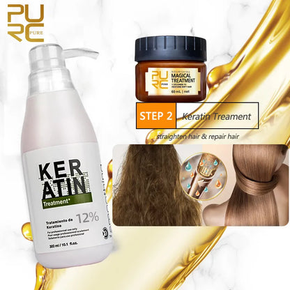 Ali Hair Treatments PURC Professional Keratin Hair Treatment Set Brazilian Hair Straightening Cream Smoothing Shampoo Magic Hair Mask Care