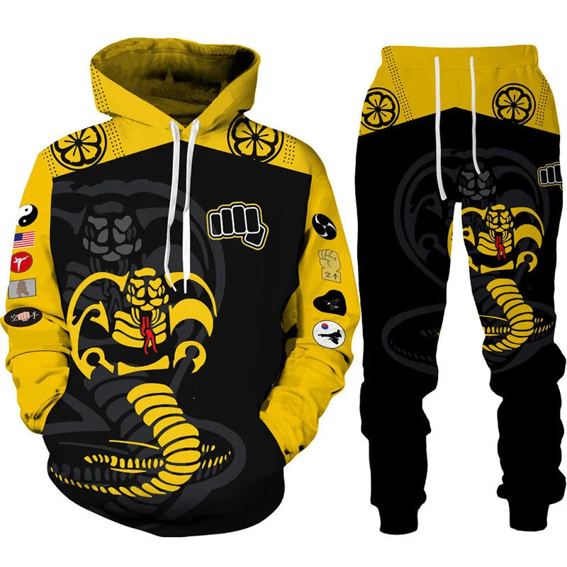 Ali Funny Cobra Kai 3D Print Tracksuit Men's Cool Hoodie/Pants/Suit Hip Hop 2022 Fashion Long Sleeve Jogging Sportswear Athletic Set