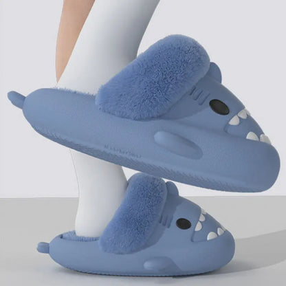 Winter Plush Shark Slippers