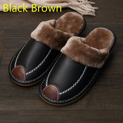 Men's Warm Leather Slippers