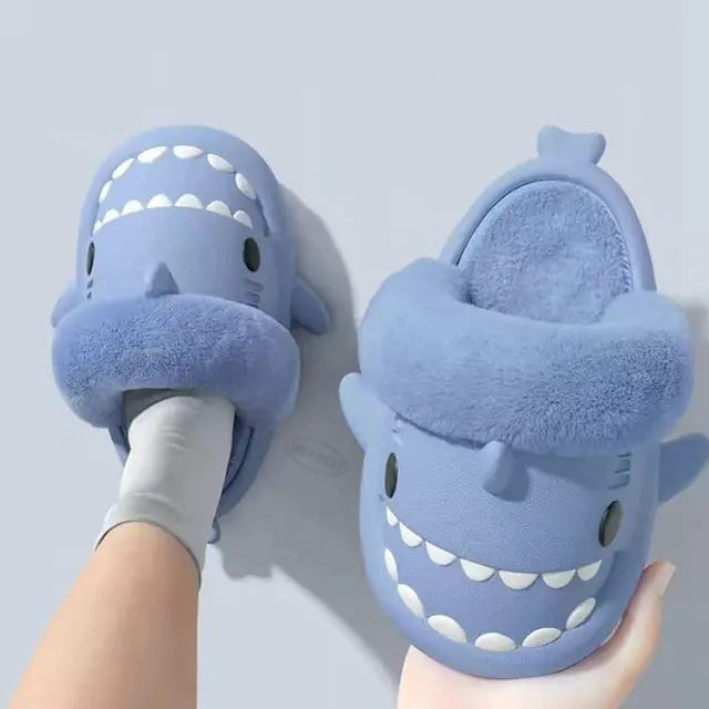 Winter Plush Shark Slippers