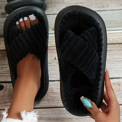 Crisscross Platform Slippers