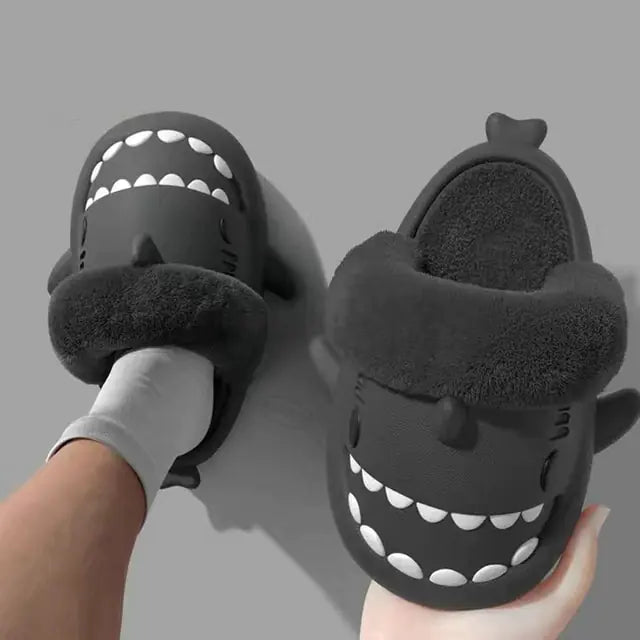 Winter Plush Shark Slippers