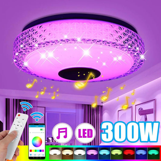 Ali 300W LED Ceiling Light RGB Lighting APP bluetooth Music Lamps For Home Bedroom with Remote Control
