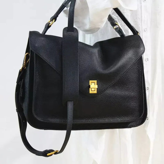Ali Woman's Handbag New Messenger Bag Women Commuter Messenger Bag First Layer Cowhide Large Capacity Handbag