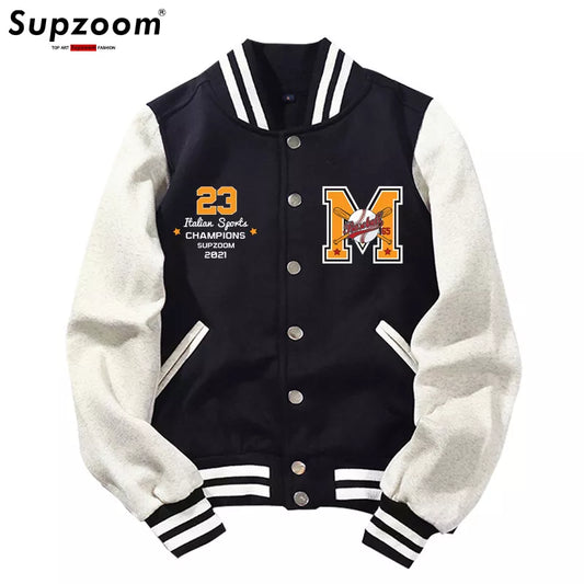 Ali Men's Jackets & Coats Supzoom New Arrival Letter Rib Sleeve Cotton Top Fashion Logo Single Breasted Casual Bomber Baseball Jacket Loose Cardigan Coat