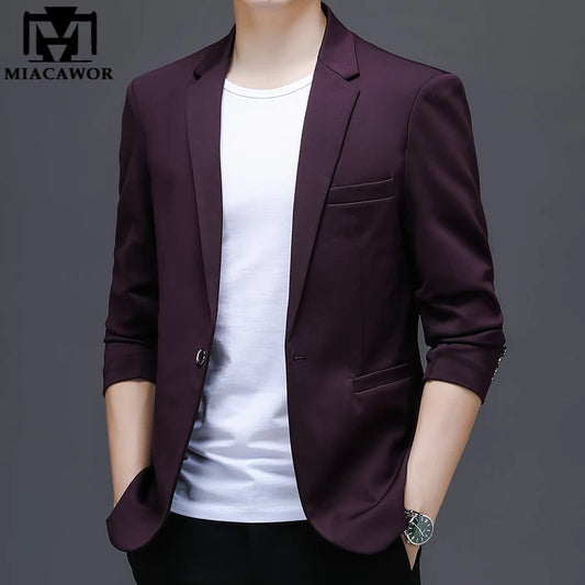 Ali Men's Blazers New Classic Solid Color Blazer Suit Men Korean Version Suit Jacket Casual Slim Fit Jaqueta Masculina Men Clothing J693