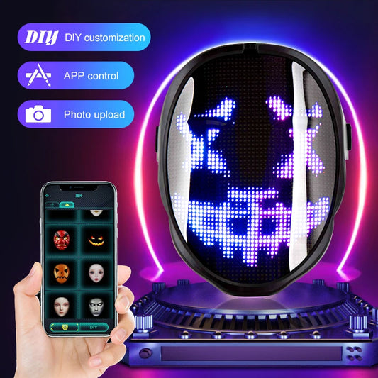 Ali Face & Body Tools Bluetooth RGB LED Face Transforming Mask Lighting Up Party Programmable For Costumes Cosplay Masquerade Props Christmas Gift