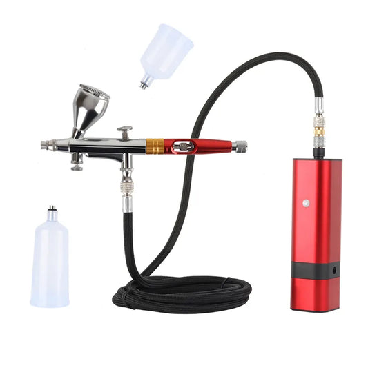Ali Face & Body Tools RIBO Portable Airbrush Auto Mini Air Brush Top Gun With Compressor Kit Quiet Art Cake Nail Model Painting Tattoo Manicure Tool