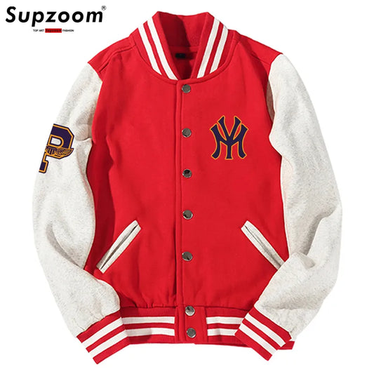 Ali Men's Jackets & Coats Supzoom New Arrival Letter Rib Sleeve Cotton Top Fashion Logo Single Breasted Casual Print Baseball Jacket Loose Cardigan Coat