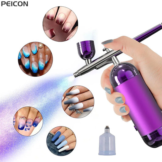 Ali Face & Body Tools Airbrush Nail With Compressor Portable Airbrush For Nails Cake Tattoo Makeup Paint Air Spray Gun Oxygen Injector Air Brush Kit