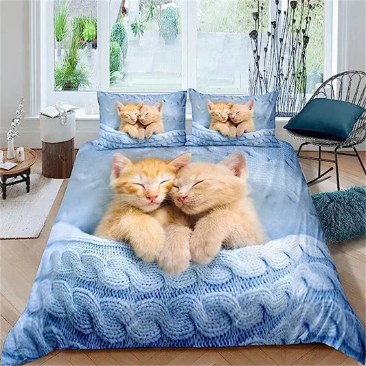 Ali Cat Duvet Cover Pet Cat Cute Kitten Comforter Cover for Kids Boys Girls Teens 3D Animal Theme Bedspread Cover Cat Lover's Gifts