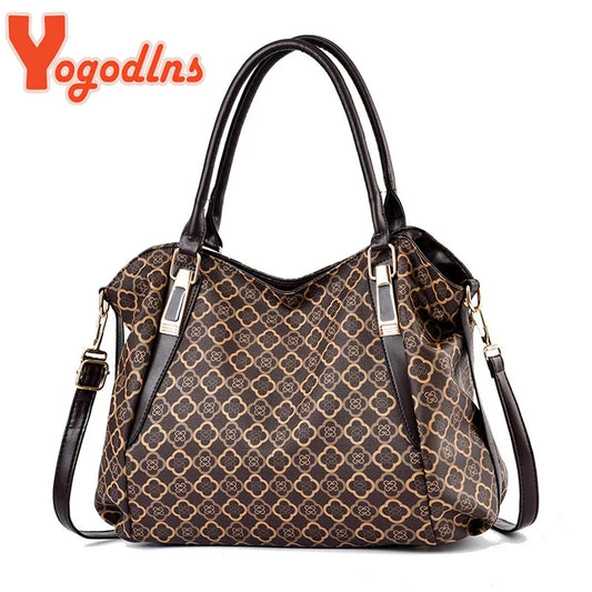 Ali Woman's Handbag Yogodlns Fashion Printing Handbag for Women PU Leather Shoulder Bag Middle-age Top-handle Bag Large Capacity Crossbody Bag Purse
