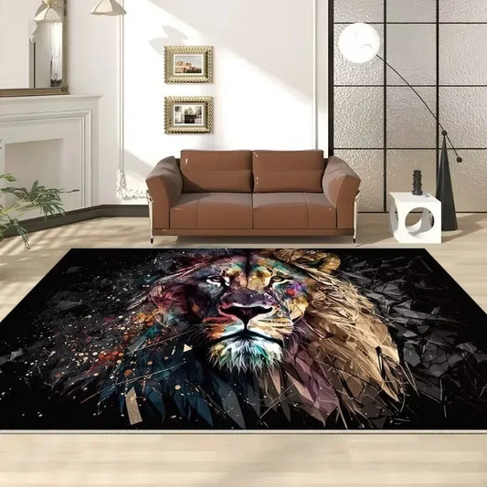 Ali 3D Fashion Lion Living Room Carpet Home Decoration Aesthetic Fluffy Carpet Colorful Children Bedroom Rug Animal Pattern Bath Mat