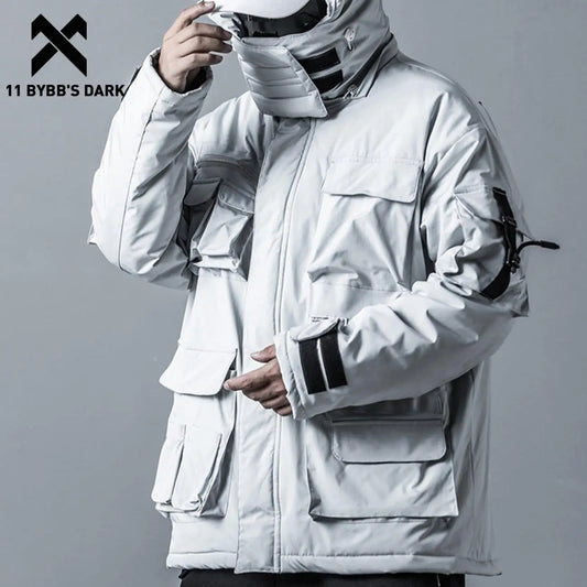 Ali Men's Jackets & Coats 11 BYBB'S DARK Hot Selling Men Hip Hop Streetwear Loose Jacket Fleece Polyester Jacket Detachable Hat Multi Pockets Winter Coat