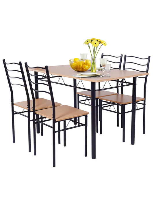 Ali 5 Piece Dining Table Set 29.5" with 4 Chairs Wood Metal Kitchen Breakfast Furniture  dining table  dining table set