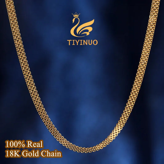 Ali TIYINUO Genuine 18K Gold Watchband Tank Chain AU750 Bracelet Necklace Delicate Gift Exquiste Present For Woman Fine Jewelry