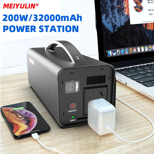 Ali 220V 200W Portable Solar Generator Power Station 32000mAh USB AC External Spare Battery Power Supply Charger For Outdoor Camping