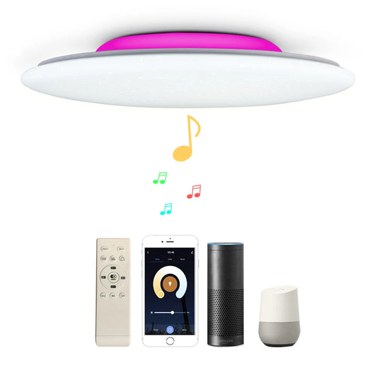 Ali WIFI Smart LED Ceiling Light With Bluetooth Speaker Remote Control For Bedroom Living Room Kitchen Work With Alexa Google Home