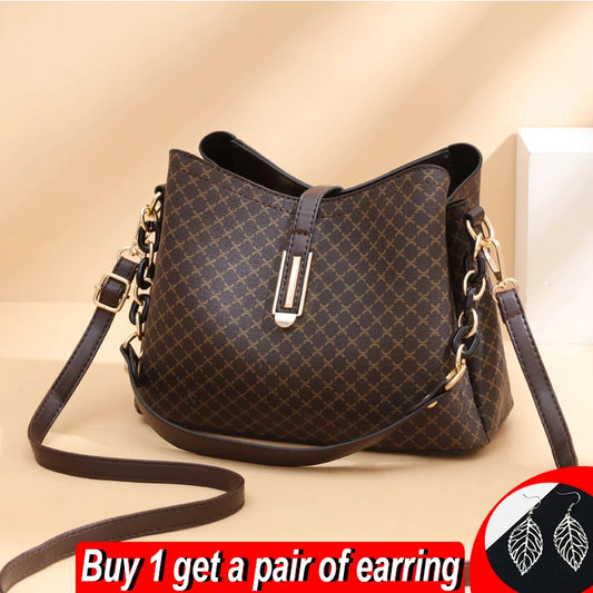 Ali Woman's Handbag Luxury PU Leather Bucket Bags For Women Fashion Brands Shoulder Crossbody Big Capacity Messenger Handbag  and Purses Ttes