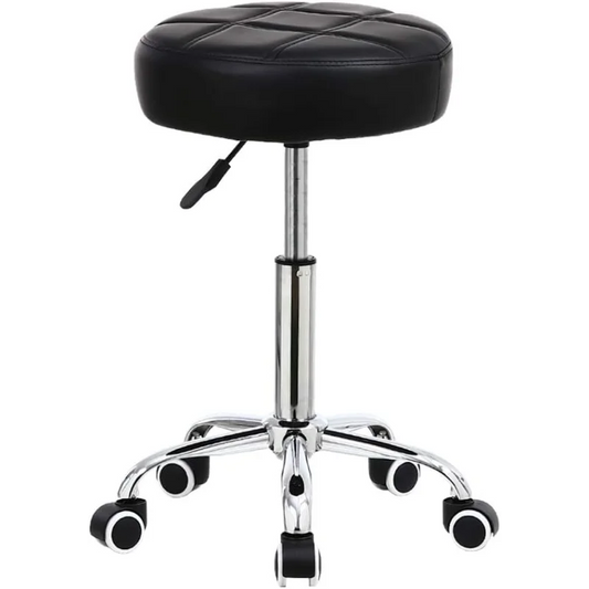 Ali Furniture Round Rolling Stool Chair PU Leather Height Adjustable Stool Swivel Drafting Work SPA Medical Salon Stools