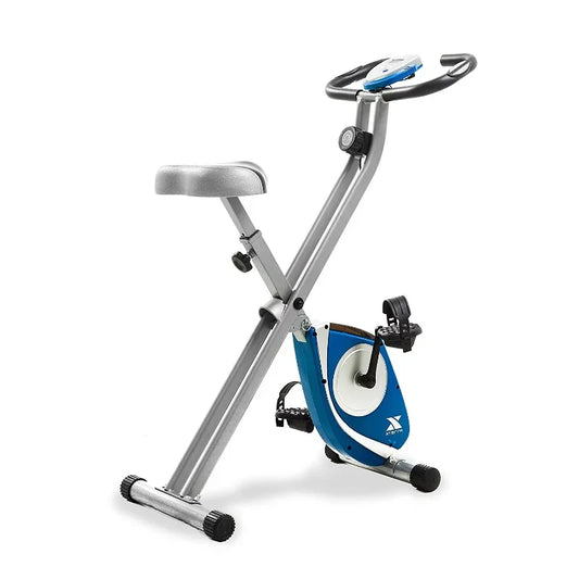 Ali FB150 Compact Stationary Folding Exercise Bike with Ergonomic Padded Seat and Large Adjustable Foot Pedals