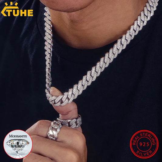 Ali High Quality 14mm Cuban Link Necklace Men Mossanite Sterling Silver 925  Chains Necklaces Hip Hop Jewelry