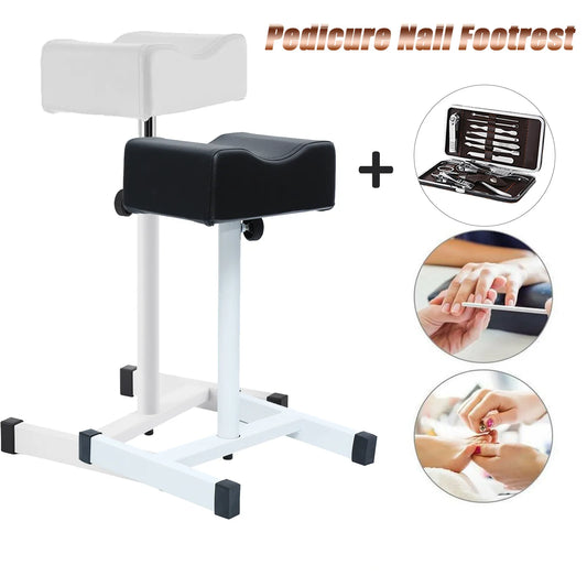 Ali Furniture Pedicure Nail Footrest Manicure Foot Rest Desk Salon Spa Stand Stool Adjustable with 12pcs Dead Sskin Remover Tools White Black