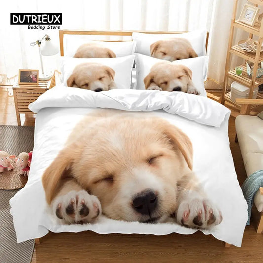 Ali Puppy Bedding Set, 3Pcs Duvet Cover Set, Soft Comfortable Breathable Duvet Cover, For Bedroom Guest Room Decor