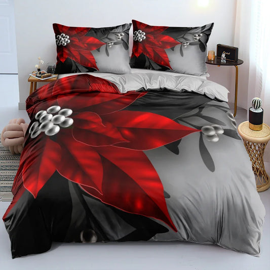 Ali 3D Floral Bedding set Duvet/Quilt/Comforter Cover sets Flower Bed Linen Merry Christmas Design Custom King Queen Full Size