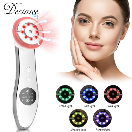 Ali Face & Body Tools 6in1 Light Therapy RF 5 LED Face Lifting Machine High Frequency Skin Rejuvenation for Acne Wrinkle Anti-Aging Ion Skin Care Tool