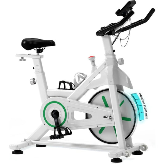 Ali Exercise Bike Indoor Cycling Magnetic Stationary Bike Cycle Bike Fitness Silent Belt Drive for Home Gym Workout with 45LBS