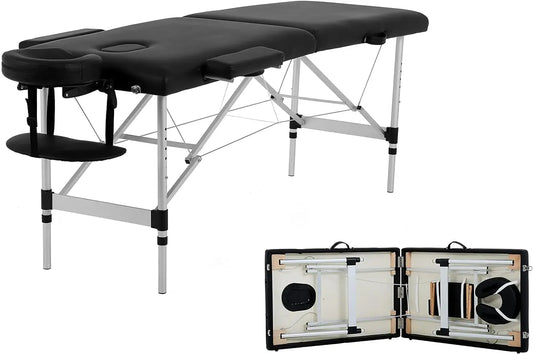 Ali Furniture Portable Massage Table Lightweight, Adjustable Lash Bed with Free Accessories, Aluminum 73 Inchs Cushion 2 Section Massage Spa B