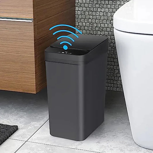Ali 12L Black Smart Trash Can Waterproof Automatic Sensor Garbage Can for Bathroom Kitchen Toilet Motion Sensor Trash Can Smart Home