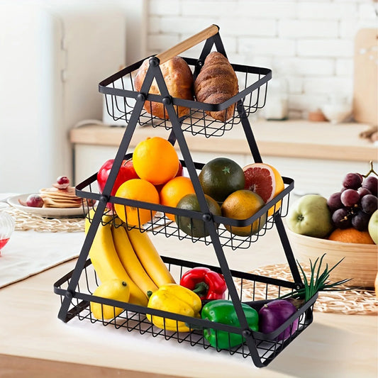 Ali 3 Tier Countertop Fruit Basket,Portable Fruit Bowle Basket Kitchen Organizer Storage & Dining Room Fruits Vegetable Bread Snacks