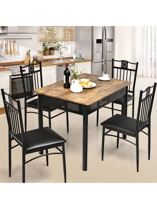 Ali 5PCS Dining Set Metal Table & 4 Chairs Kitchen Breakfast Furniture  kitchen table and chairs  space saving furniture