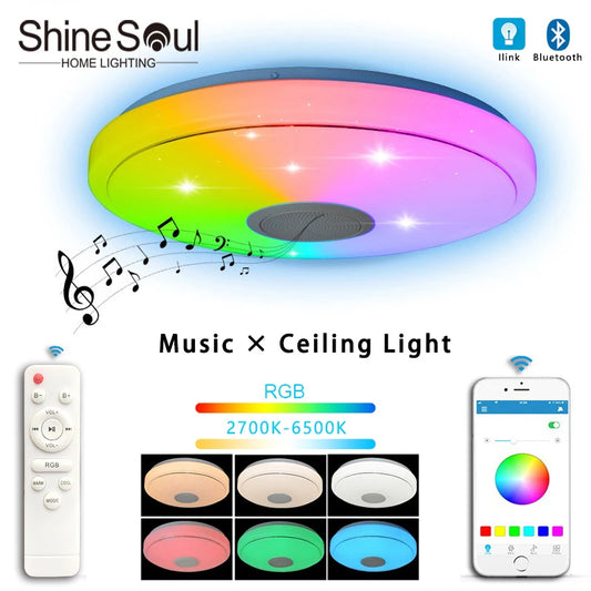 Ali LED APP Bluetooth Music Ceiling Light Circular RGB Dimming Remote Control Intelligent Bedroom Living Room Home Lighting