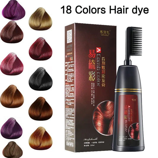 Ali Hair Dye Permanent Dye Brush Natural Plant Essence Black Red Hair Dye Shampoo Instant Hair Color Cream Cover Grey Hair Coloring With Comb